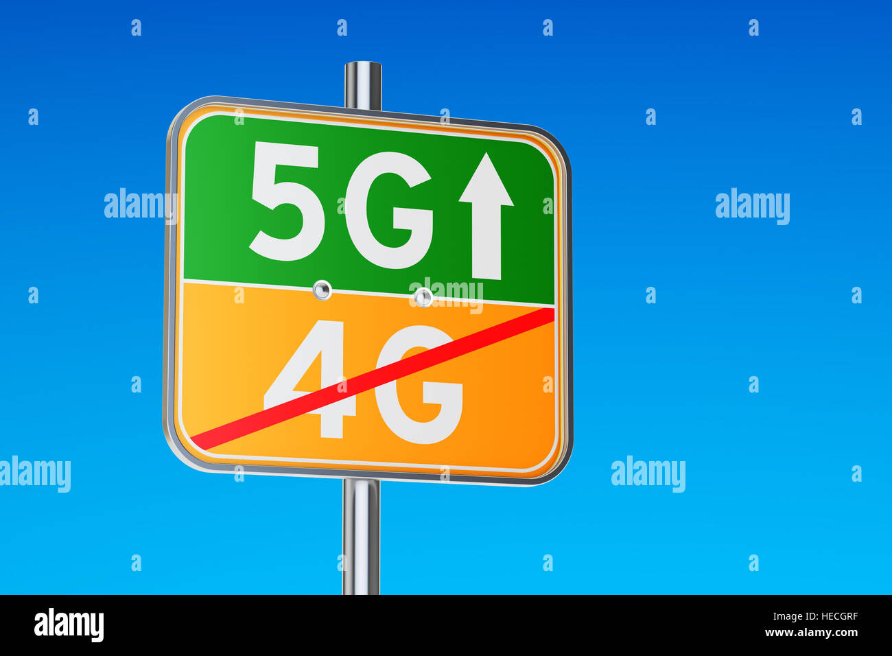 5G concept, signpost with inscription. 3D rendering Stock Photo