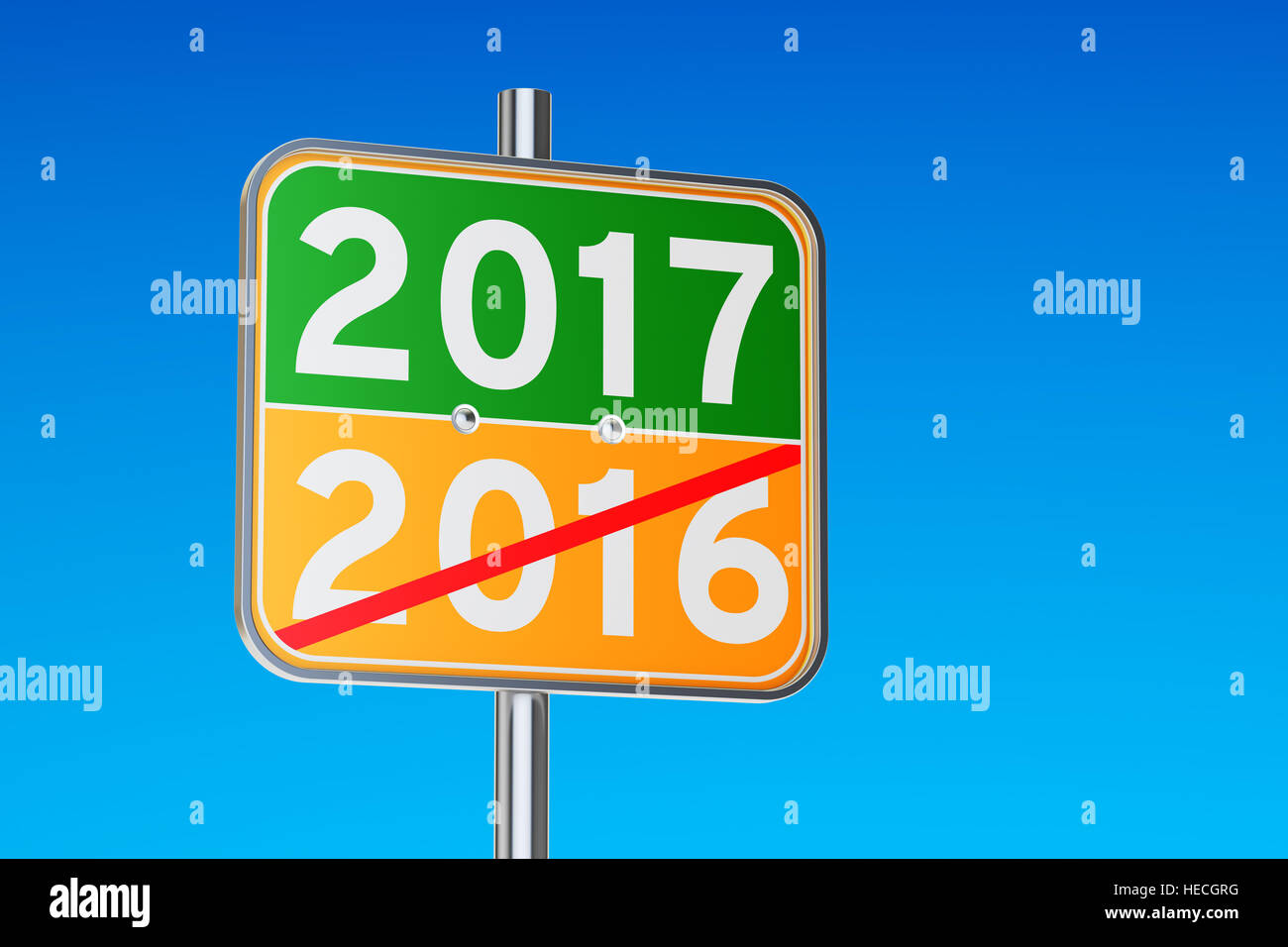 2017 concept on the road signpost, 3D rendering Stock Photo