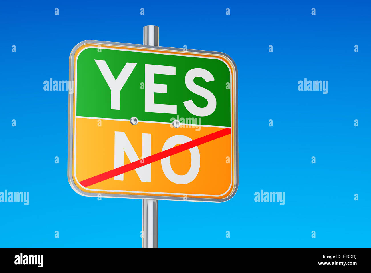 Yes concept on the road signpost, 3D rendering Stock Photo