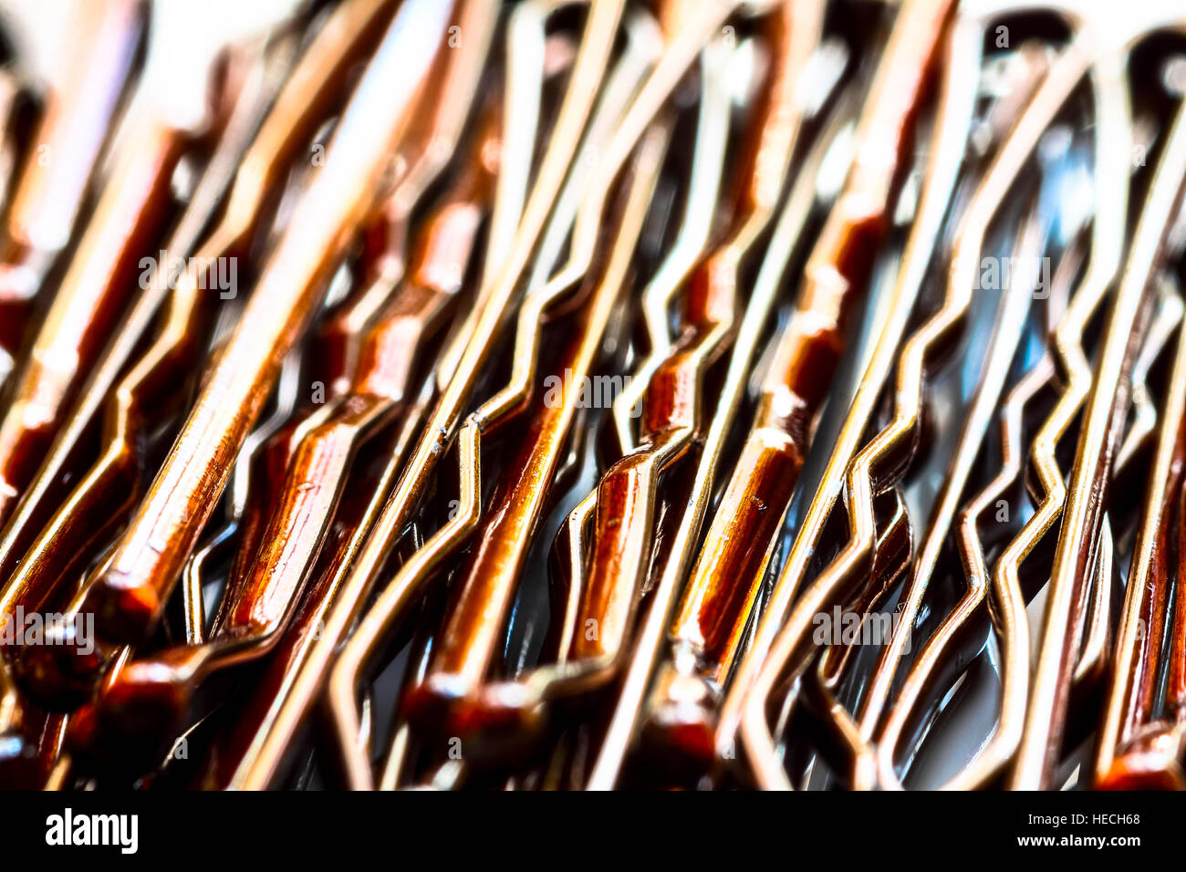 Close up view of metal wavy hair clips Stock Photo