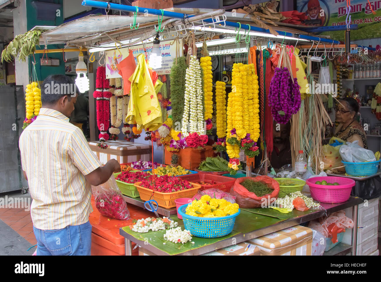 Market stall in Little India, Singapore Stock Photo