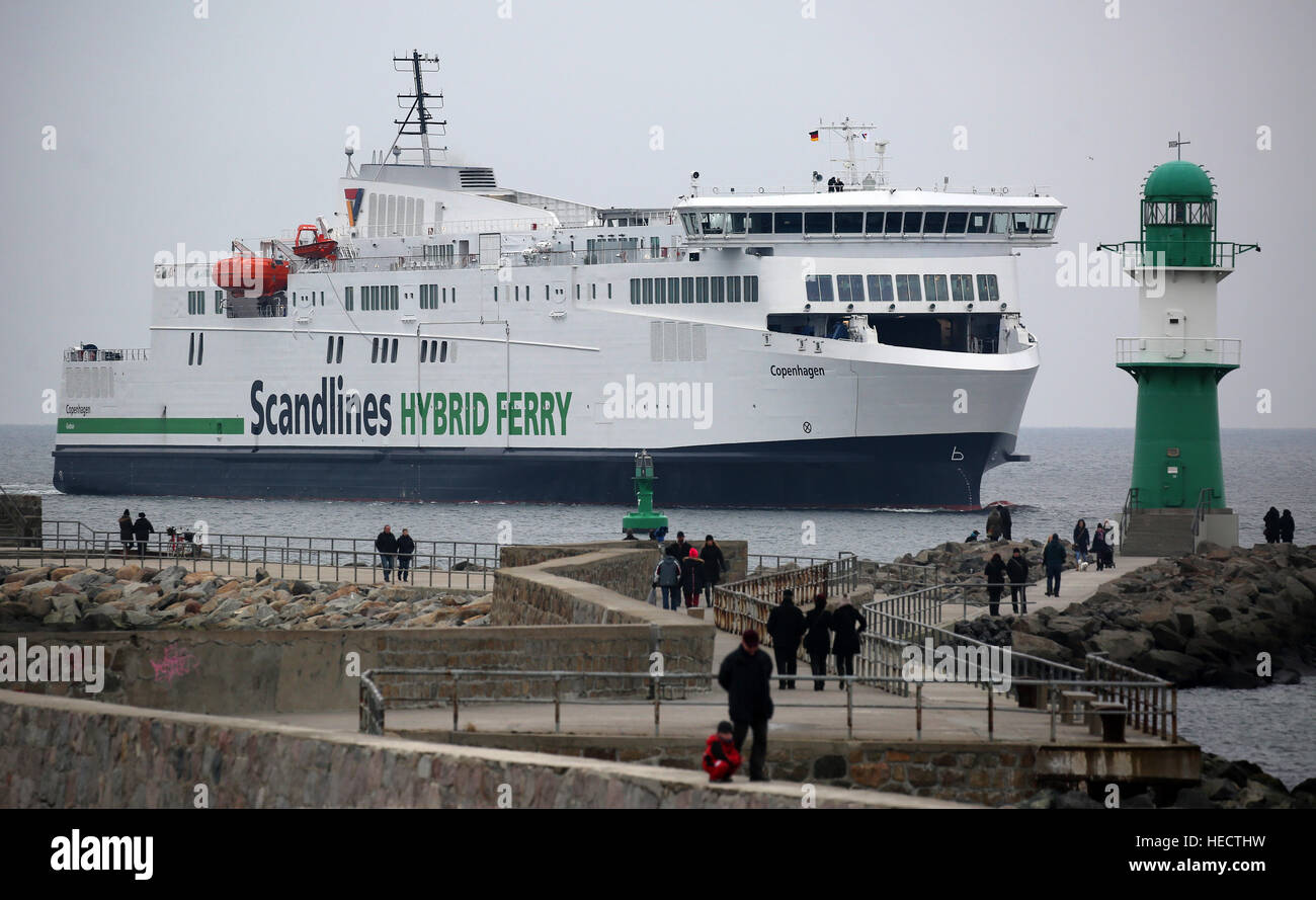 Rostock, Germany. 20th Dec, 2016. The second new hybrid ferry of the