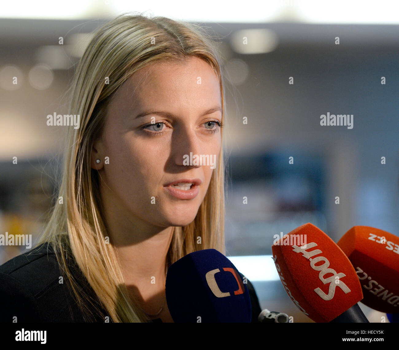 Prague, Czech Republic. 01st Feb, 2016. ***FILE PHOTO FROM FEBRUARY 1, 2016*** Czech Wimbledon winner Petra Kvitova was attacked in her flat today, on Tuesday, December 20, 2016, and her spokesman Karel Tejkal said she is treated by doctors. Sport.cz server wrote that she has cuts on a hand because she was defending herself in the attack. 'It was a chance crime. She was attacked in her flat and is looked after doctors. The injury does not threaten her life,' Tejkal told CTK without elaborating. © Michal Krumphanzl/CTK Photo/Alamy Live News Stock Photo