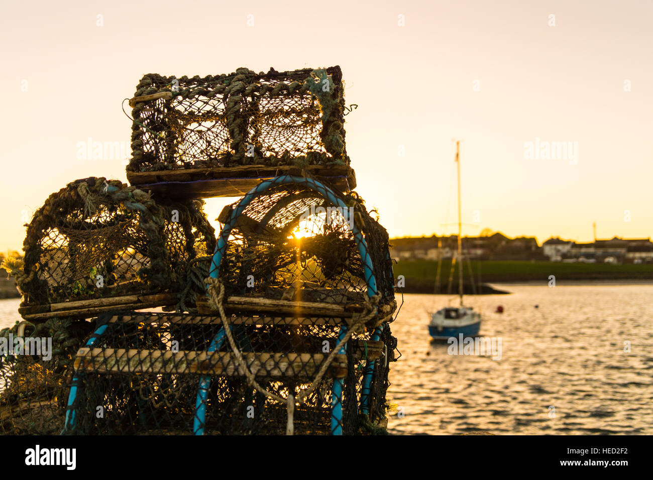 Ballywater, Ireland, UK. 21st Dec, 2016. Weather.  A cold but sunny evening at the small fishing harbour in Ballywalter.copyright © gary telford/Alamy Live News Stock Photo