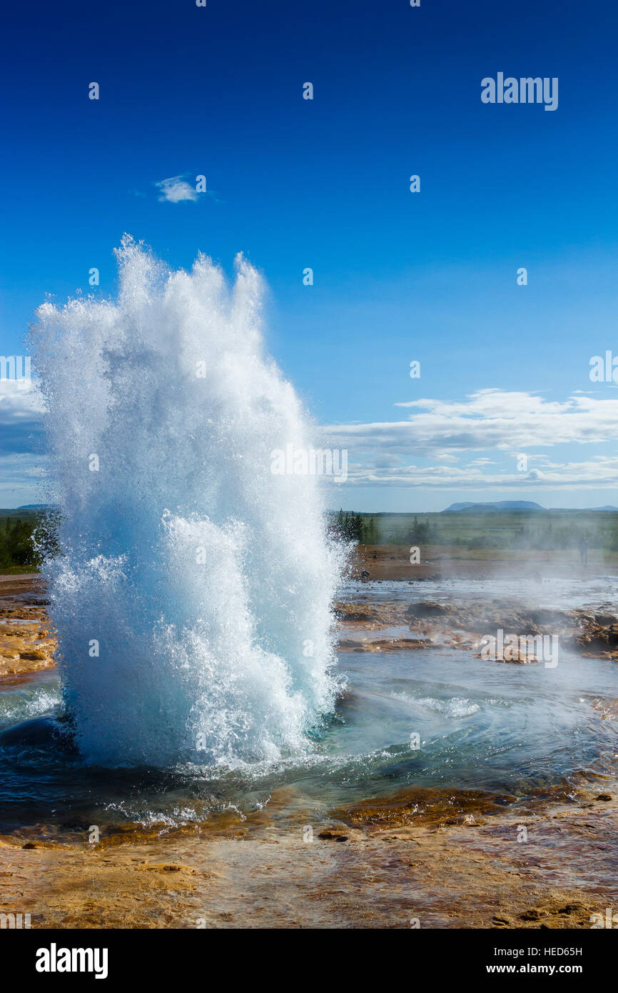 Eruption in a geyser. Stock Photo