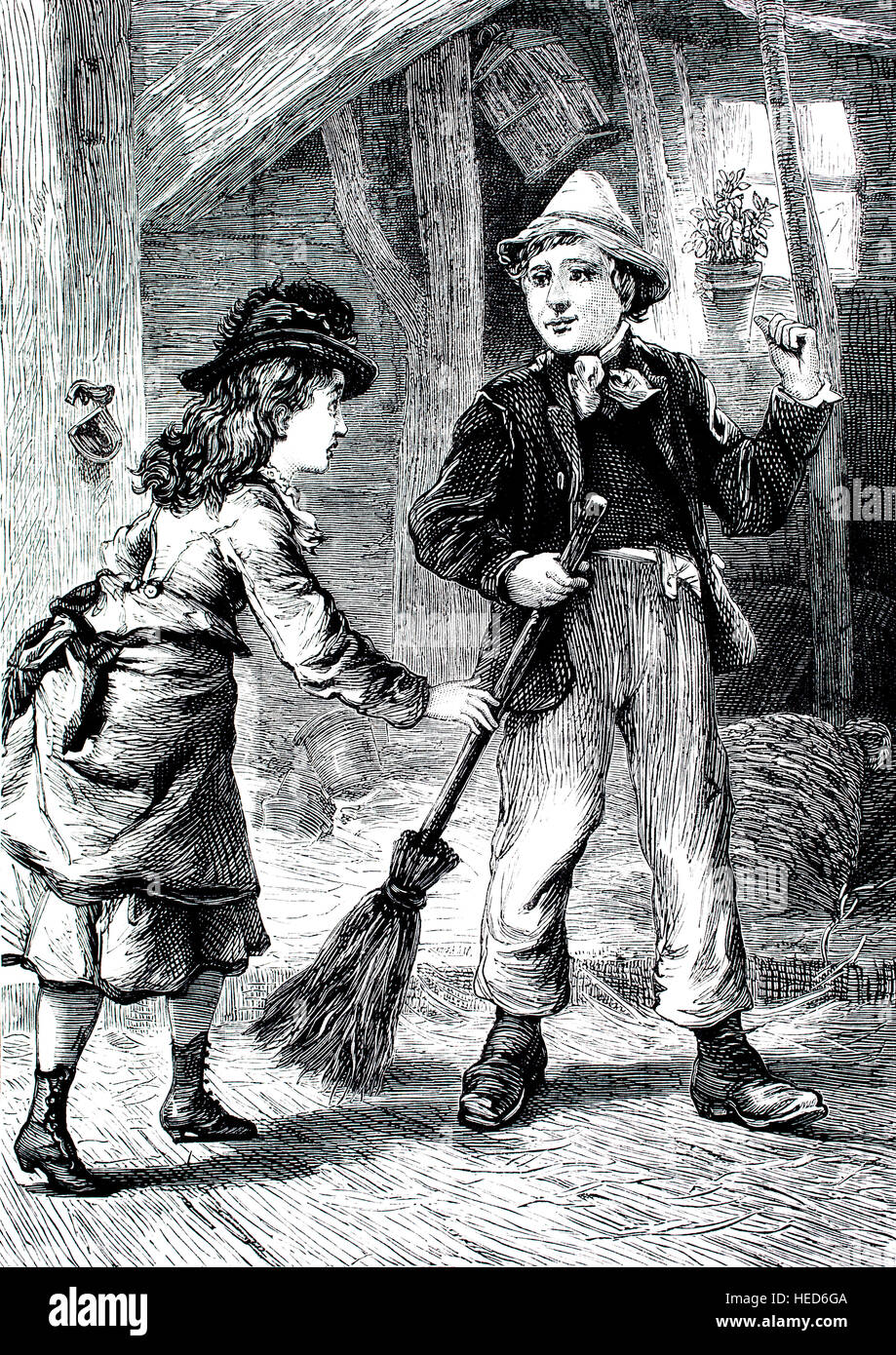 boy sweeping cottage floor with broom, illustration from 1884 Chatterbox weekly children's paper Stock Photo - Alamy boy sweeping cottage floor with broom, illustration from 1884 Chatterbox weekly children's paper Stock Photo - Alamy