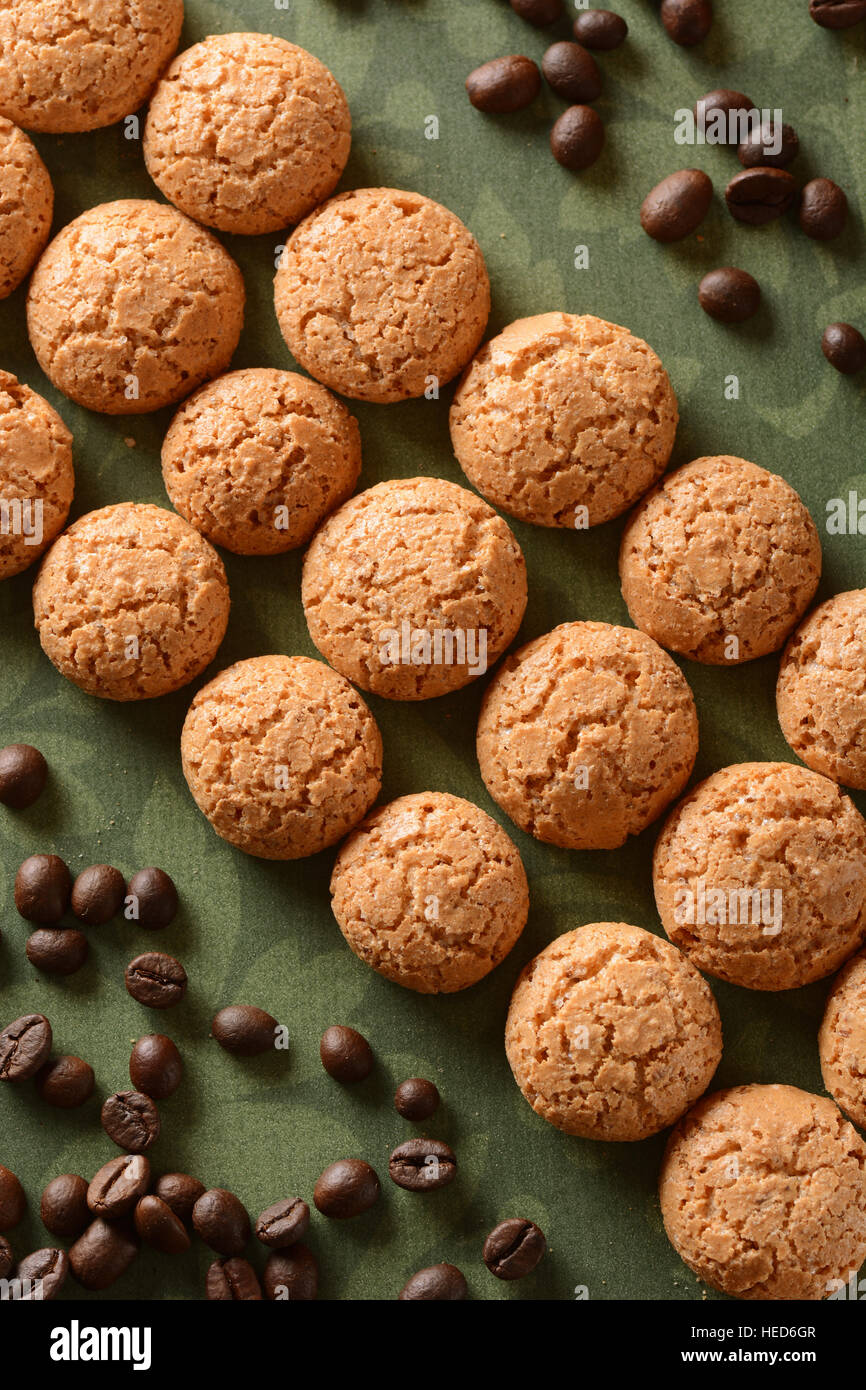 pile of amaretti - traditional Italian cookies Stock Photo