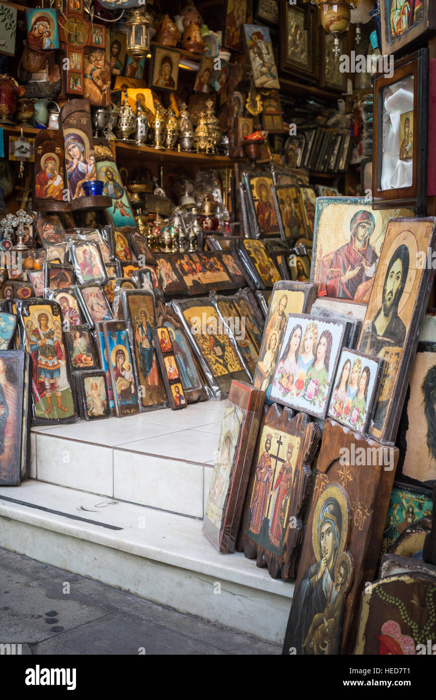 ATHENS GREECE SEPTEMBER 21,2016Orthodox Church Store in Athens on September 21, 2016. Icons