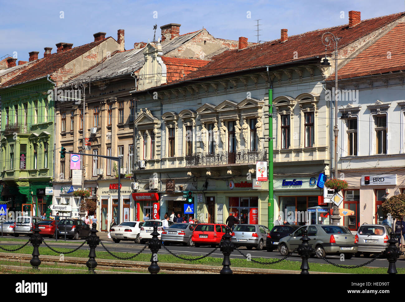 Rumänien, Banat, Stadt Arad, Stadtzentrum, Häuser entlang des Boulevard der Revolution Stock Photo