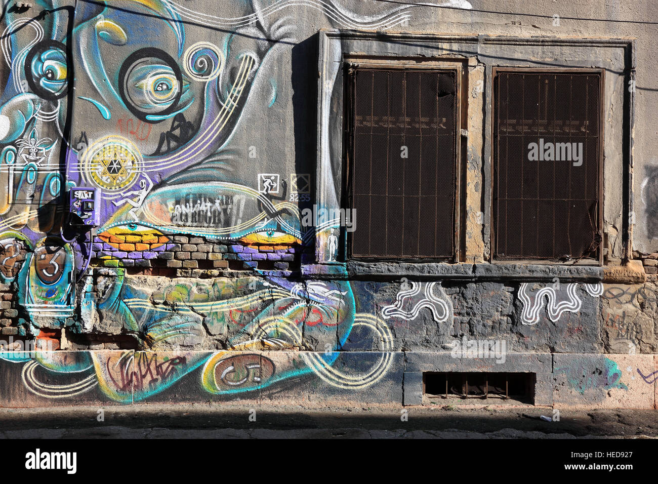 Rumänien, Banat, Timisoara, Temeschwar, Altstadt, Graffiti an Häuser Stock Photo