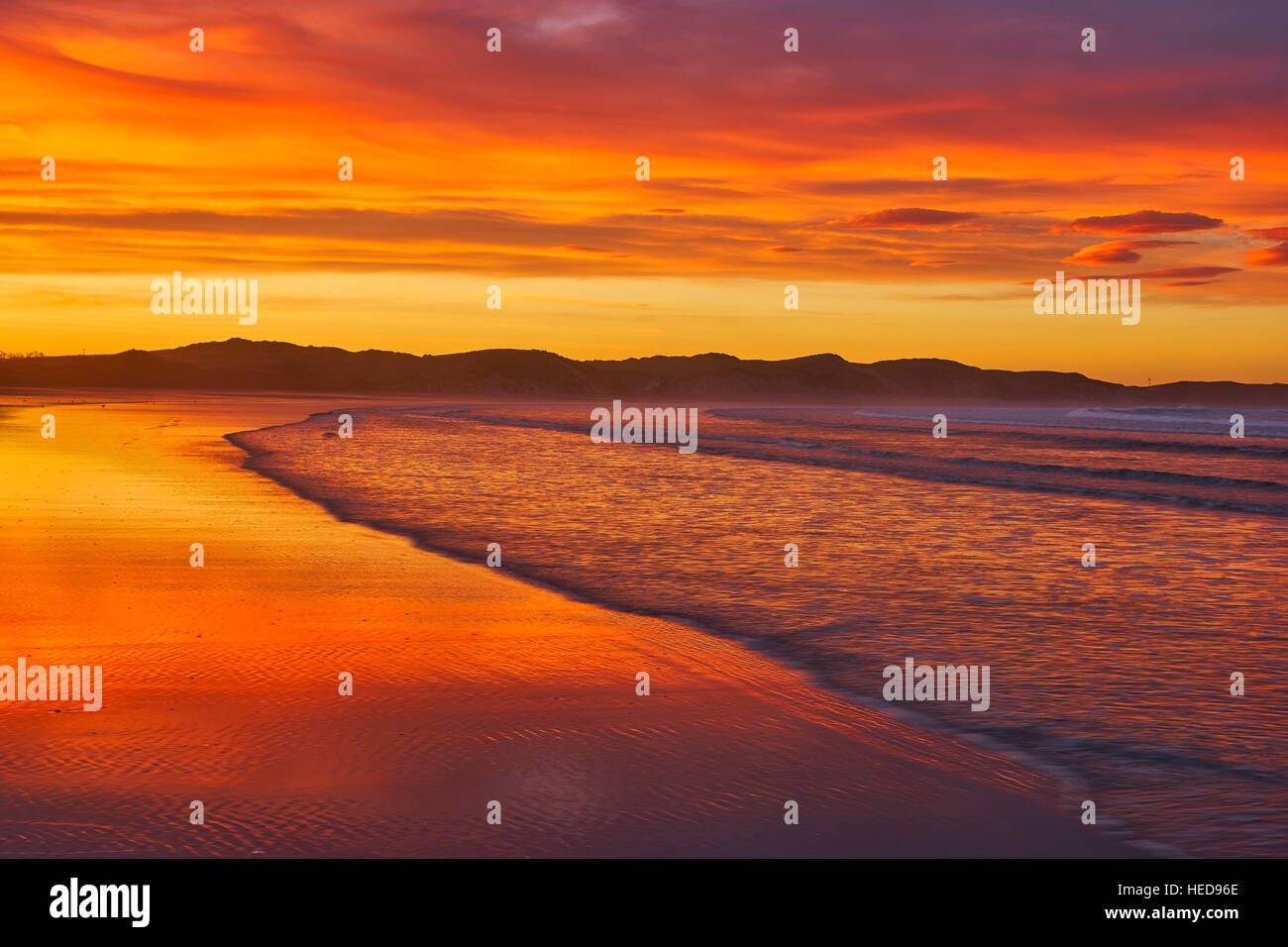 Sunrise over Dunnet Bay beach, Caithness, Scotland Stock Photo