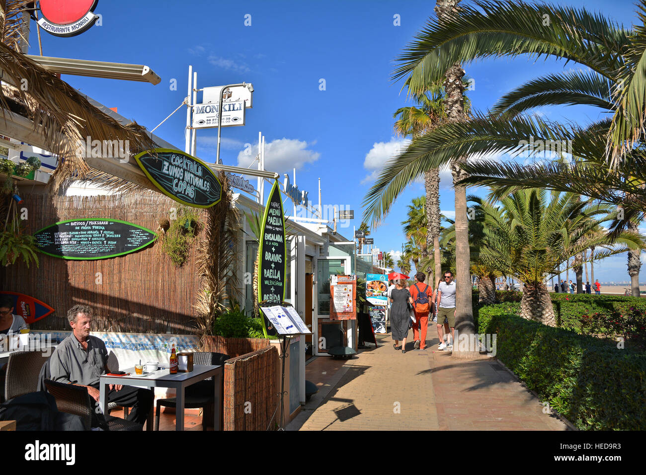 VALENCIA, SPAIN NOVEMBER 5, 2016. Sea front promenade with hotels and