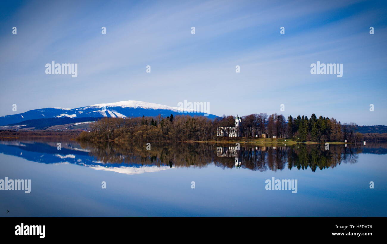 landscape with lake Stock Photo - Alamy