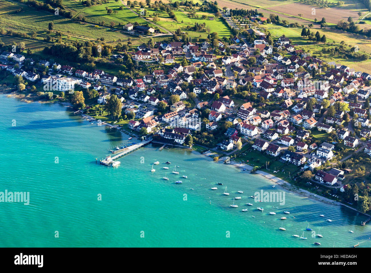 Aerial view, Dingelsdorf, Lake Constance, Konstanz, Baden-Württemberg, Germany Stock Photo