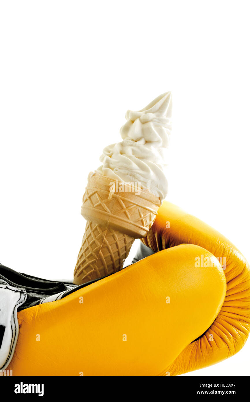 Boxing glove holding soft serve ice cream cone Stock Photo Alamy