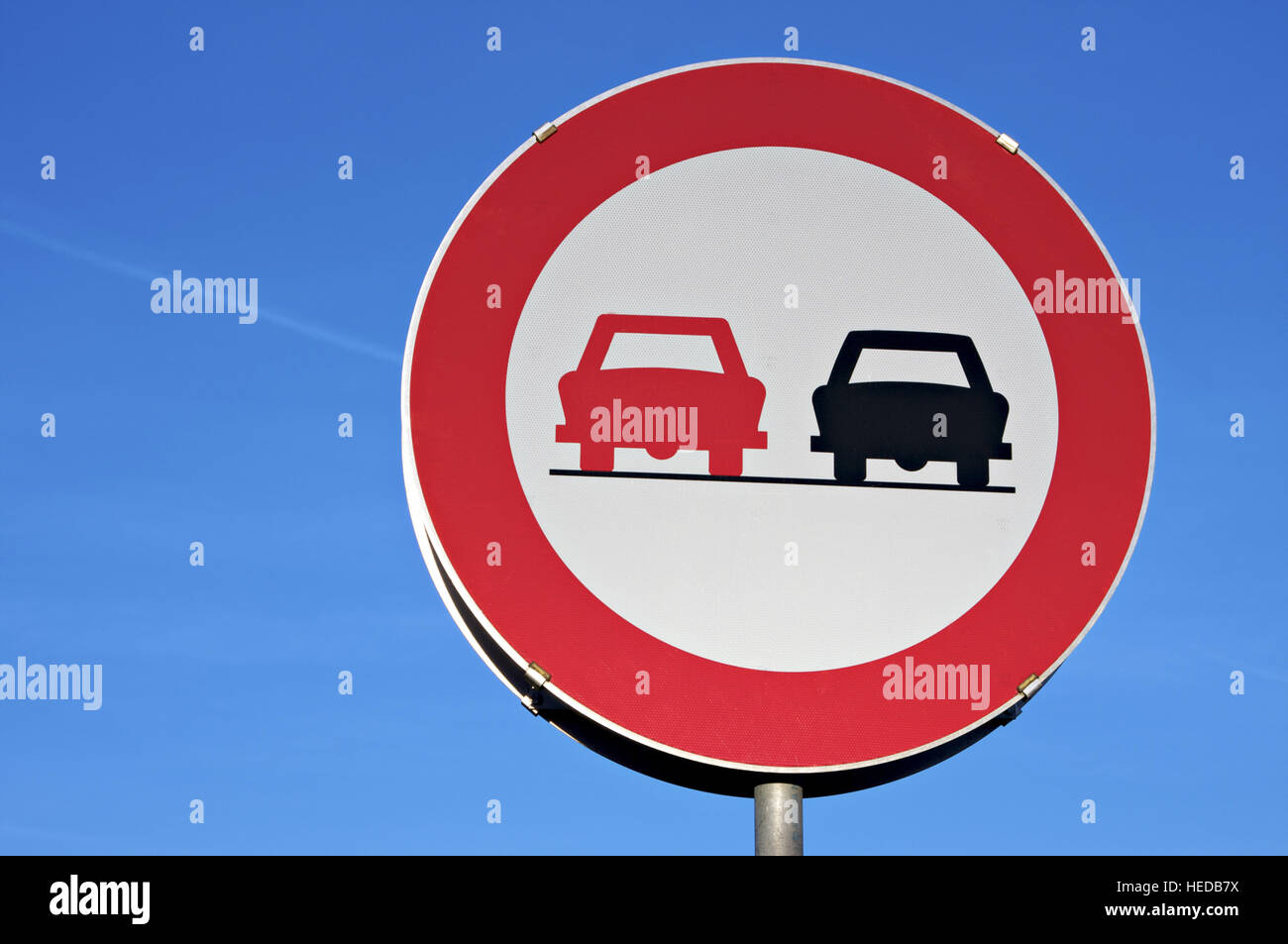 Traffic sign: Do not overtake, no passing Stock Photo