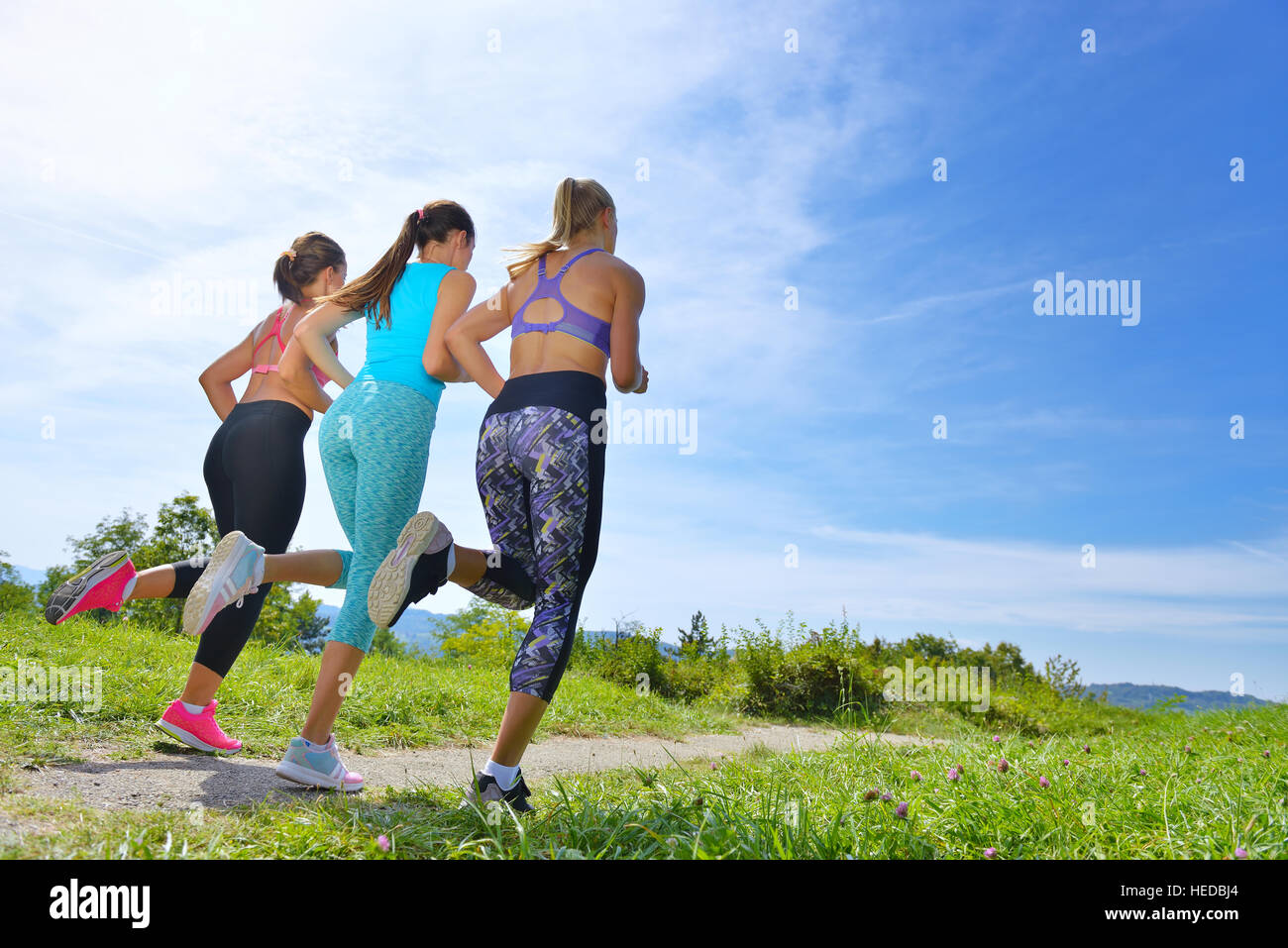 Two Women Jogging In Park Stock Photo, Picture and Royalty Free Image.  Image 90176960.
