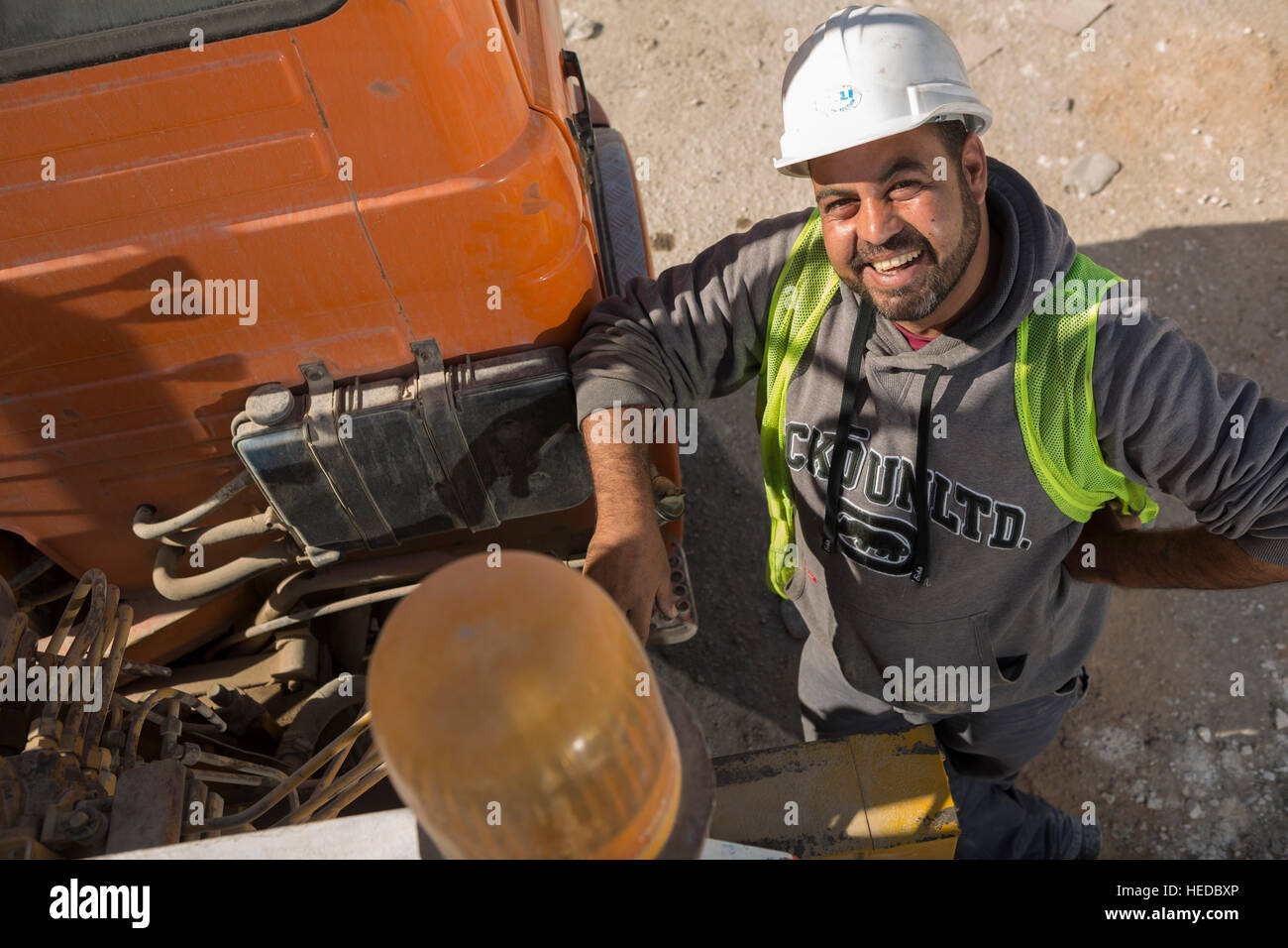 Construction worker in Zarqa, Jordan. Stock Photo