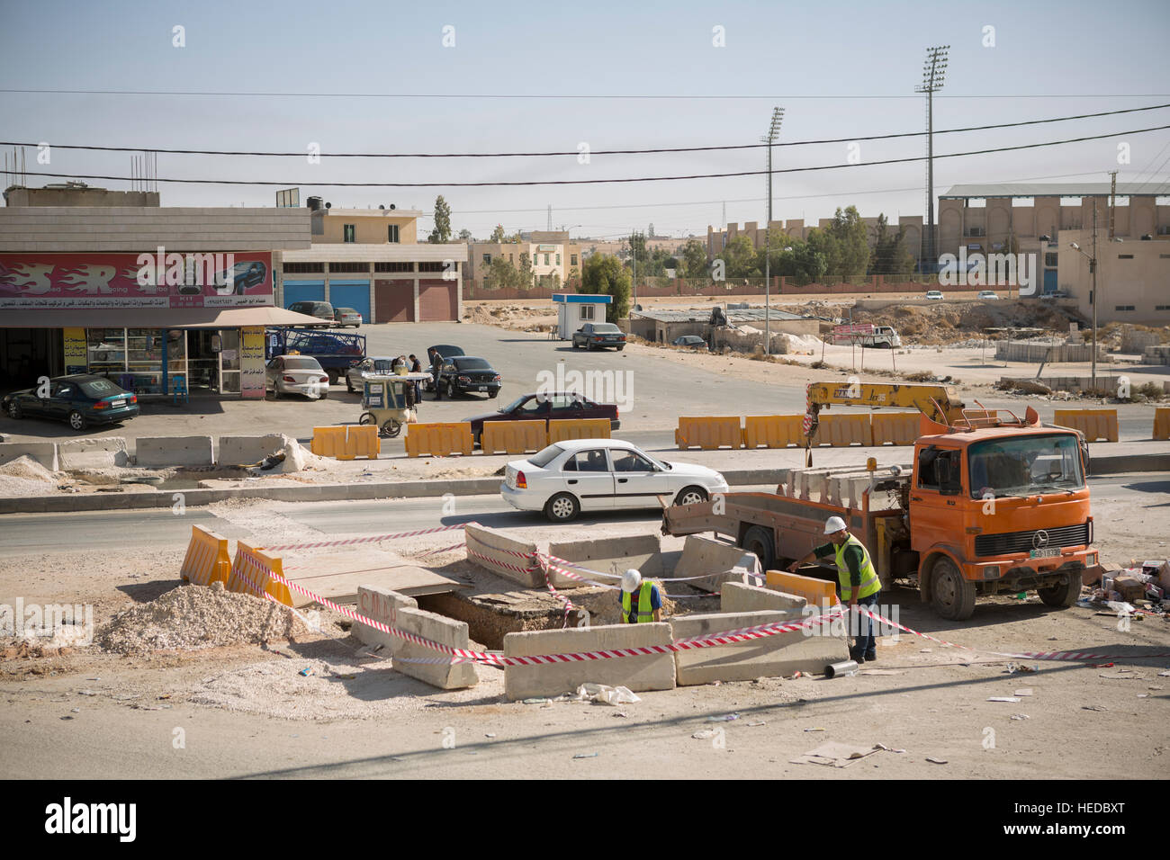 Urban waterline construction in Zarqa, Jordan Stock Photo Alamy