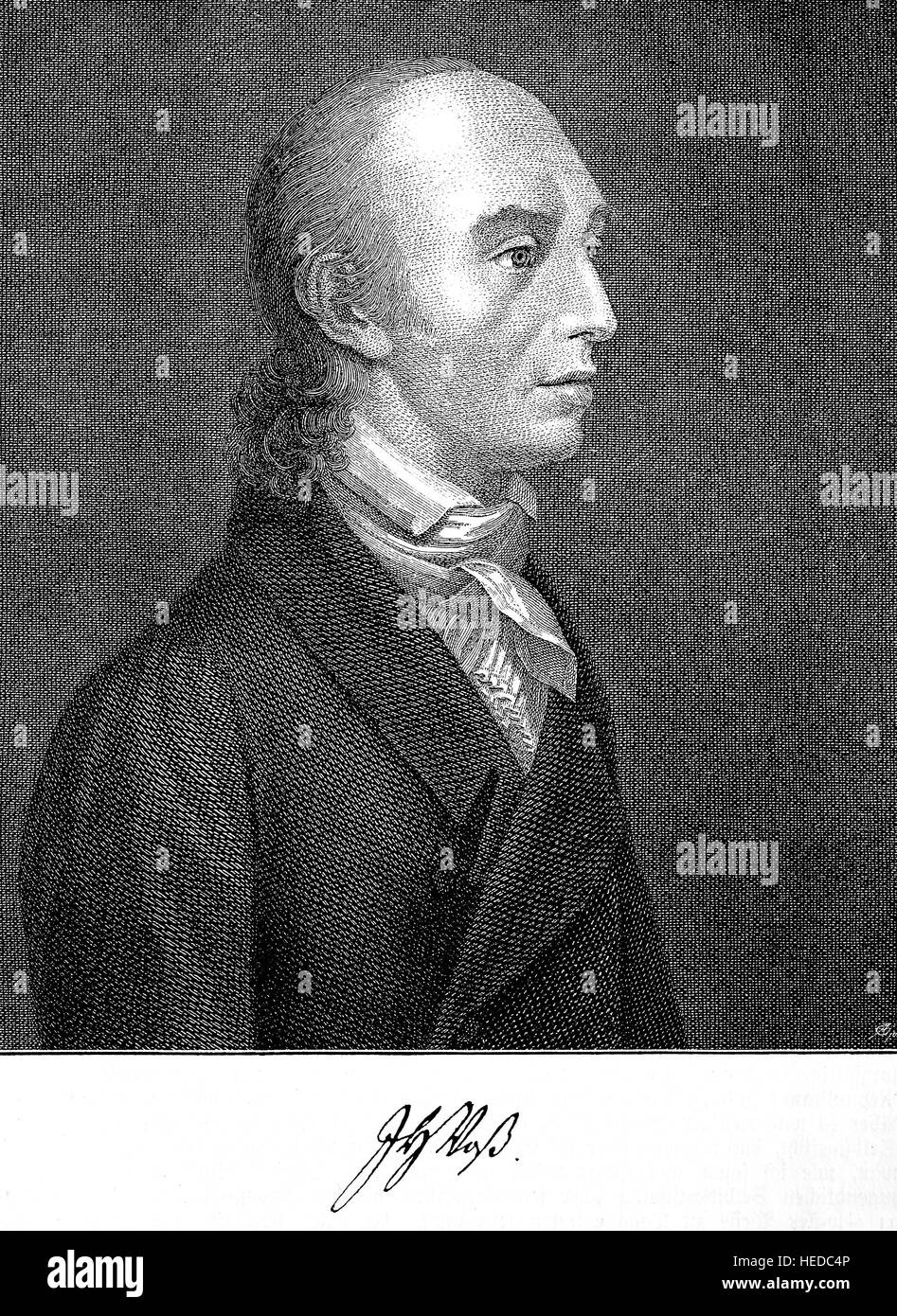 Johann Heinrich Voss, 1751-1826, a German classicist and poet, from a woodcut of 1880, digital improved Stock Photo