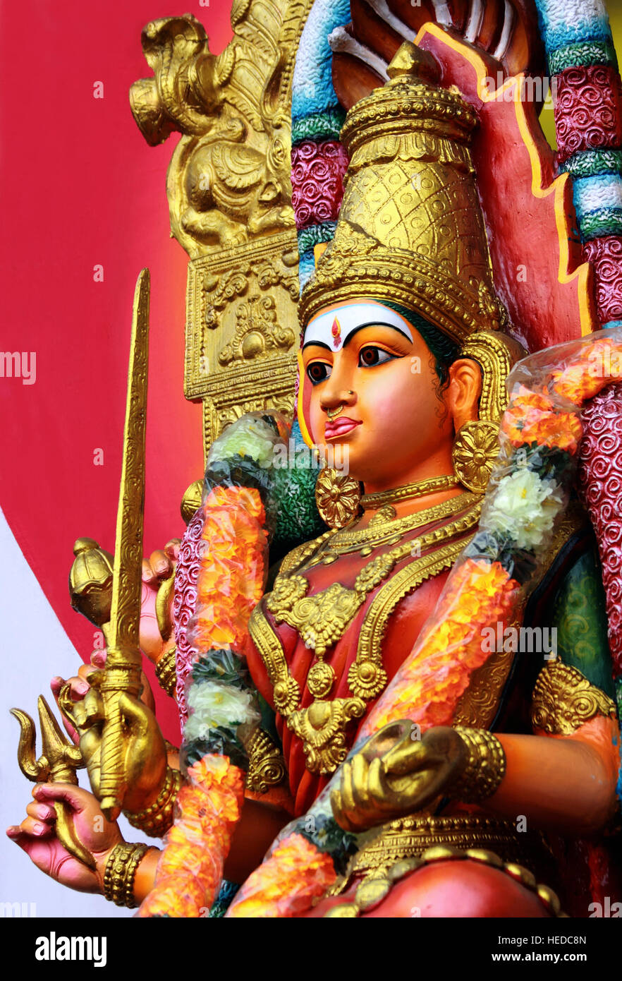 Colorful Statue of Hindu Goddess Amman Stock Photo - Alamy