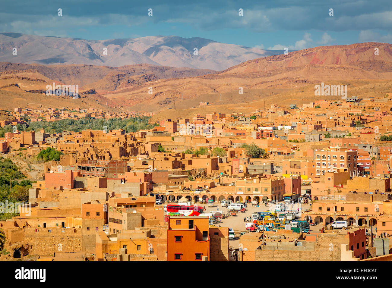 View of the valley with the city Boumalne Dades in Morocco Stock Photo