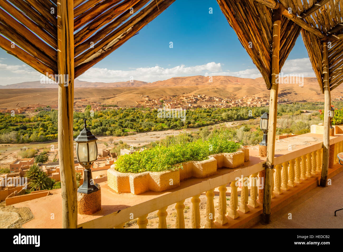 View of the valley with the city Boumalne Dades in Morocco Stock Photo