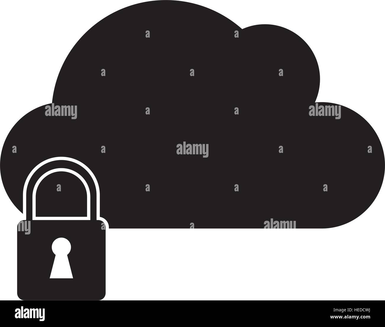 silhouette cloud data security system technology Stock Vector Image ...