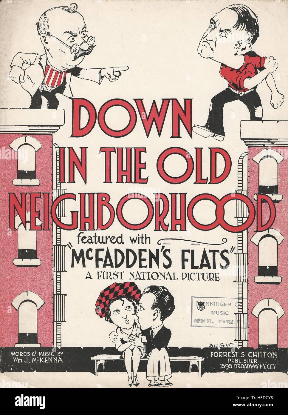'Down in the Old Neighborhood' 1927 Sheet Music Cover Stock Photo