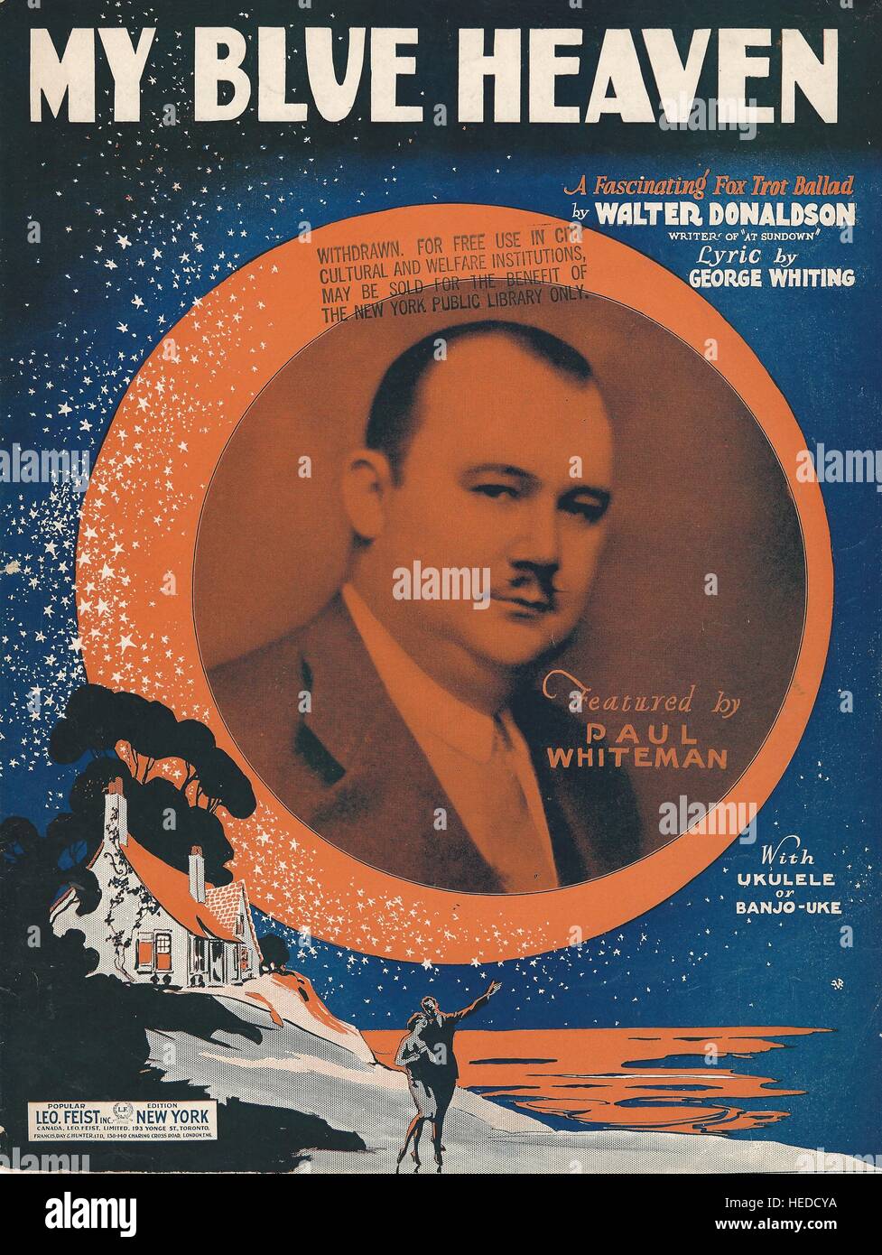'My Blue Heaven' 1927 Sheet Music Cover Stock Photo