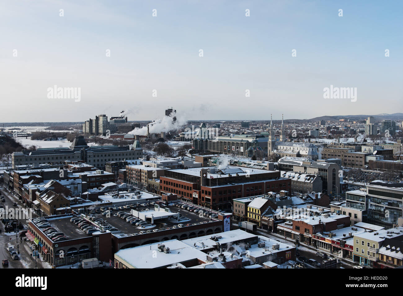 View of Ottawa and Gatineau Skyline from the top of Andaz Hotel, 325 Dalhousie, Ottawa Stock Photo