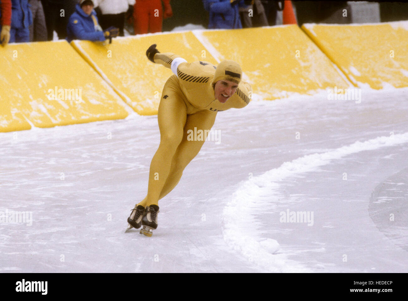 Eric Heiden US Skater at Olympics in Lake Placid Stock Photo