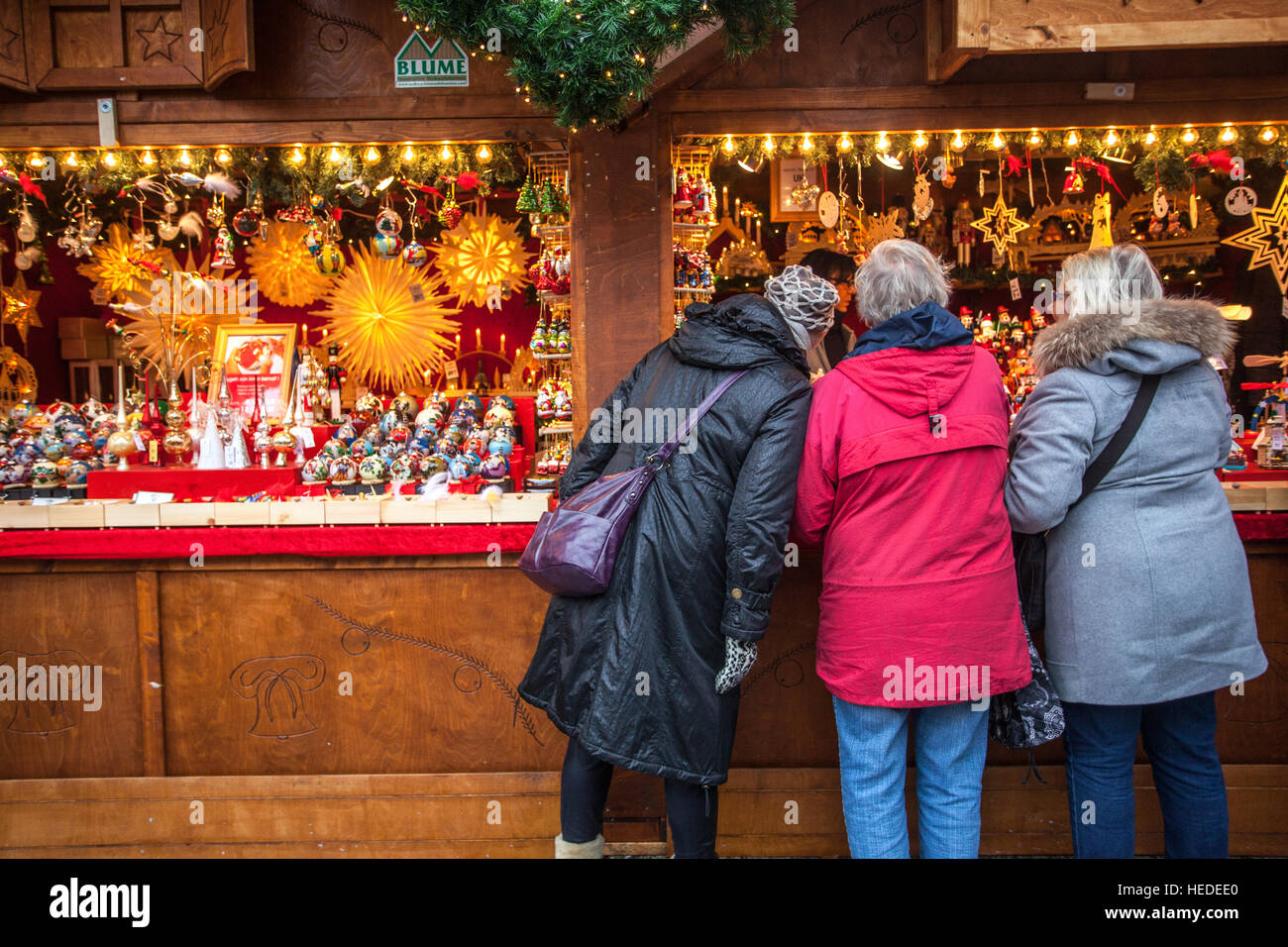 Christmas atmosphere and sales stands at Kurfurstendamm, Breitscheidplatz, Charlottenburg, Berlin, Germany Stock Photo