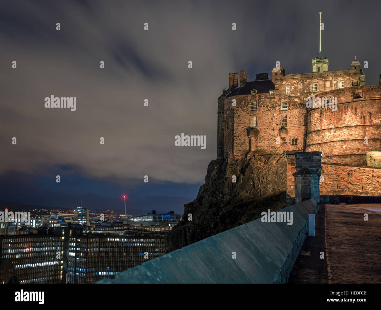 Castle of Edinburgh at night. Scotland, UK Stock Photo
