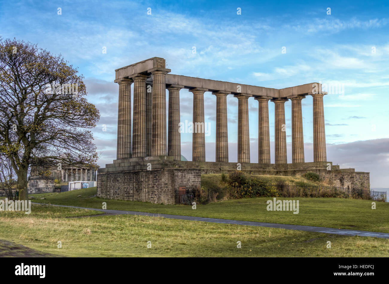 National Monument of Scotland. Pillars on Calton Hill, Edinburgh, Scotland, Uk Stock Photo