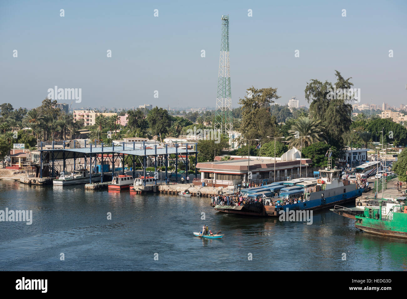 Suez Canal Ferry Crossing at Ismalia, Egypt Stock Photo