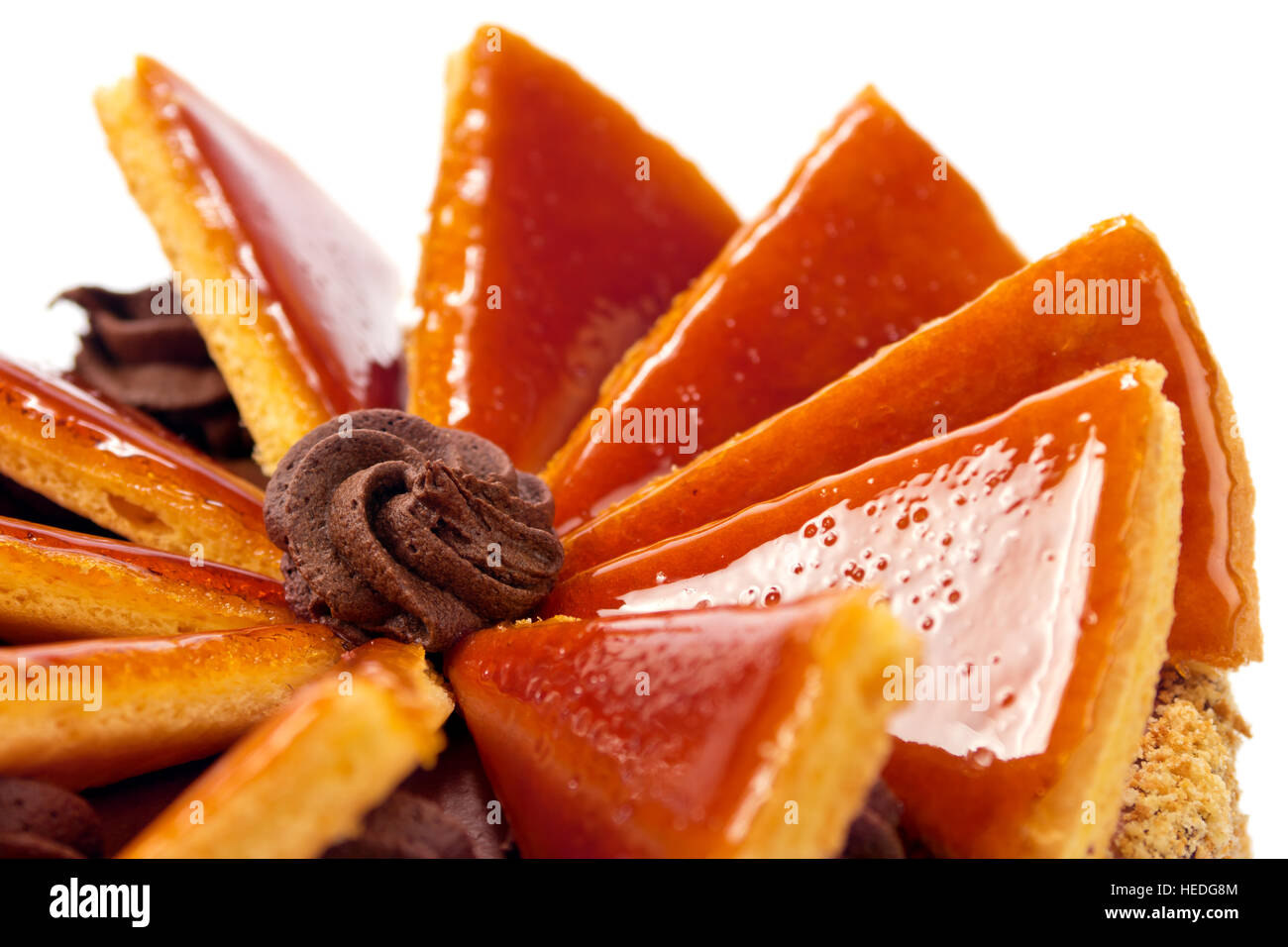 Closeup of famous Hungarian Dobos torte - cake with special frosting Stock Photo