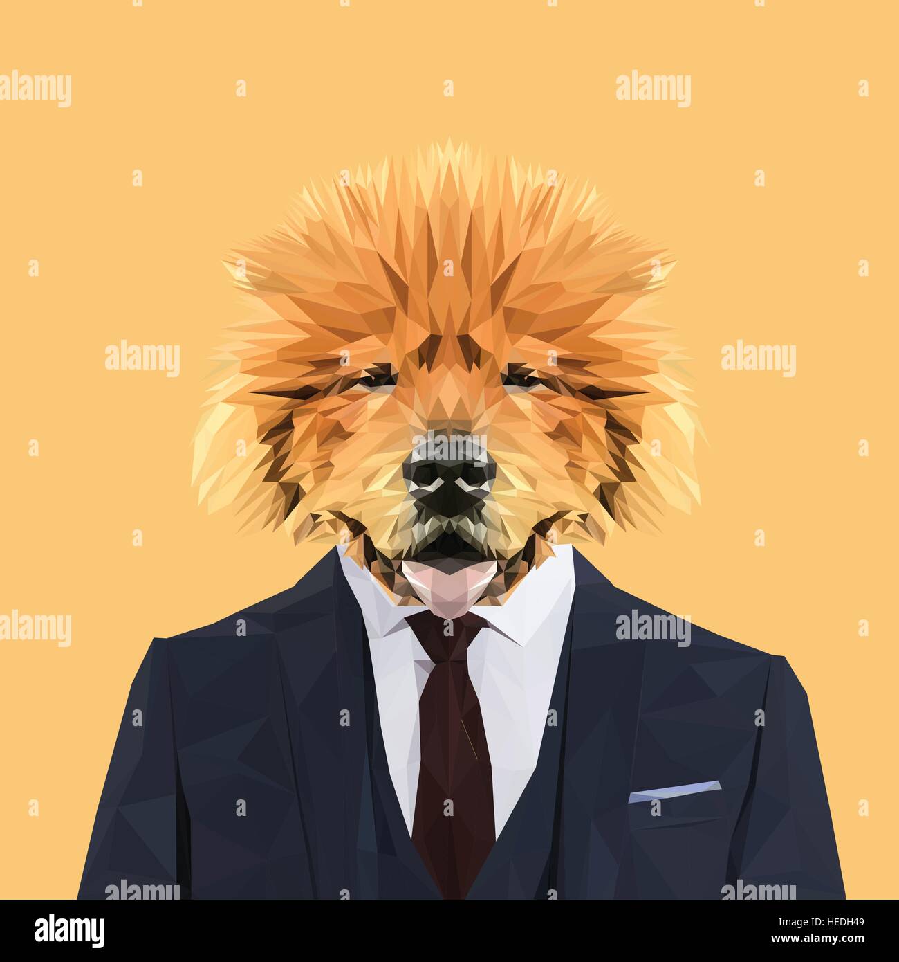 Chow Chow dog animal dressed up in navy blue suit with red tie. Business man. Vector illustration Stock Vector Image Art Alamy
