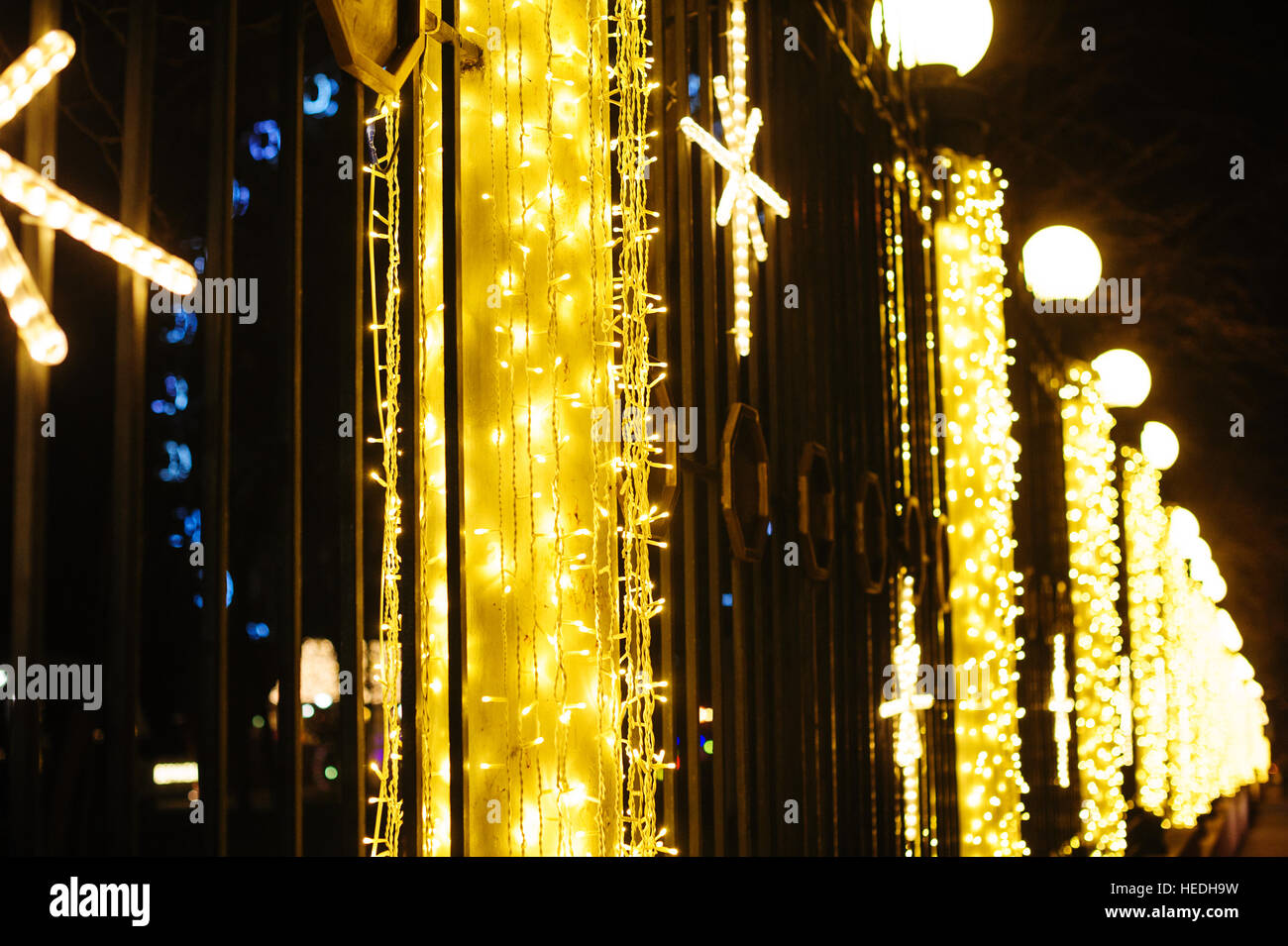 festive Christmas illuminations in Winter Park Stock Photo