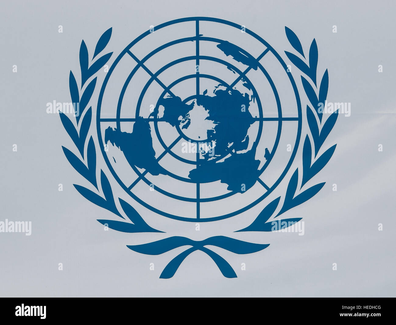 A blue UN logo on a white background. Stock Photo