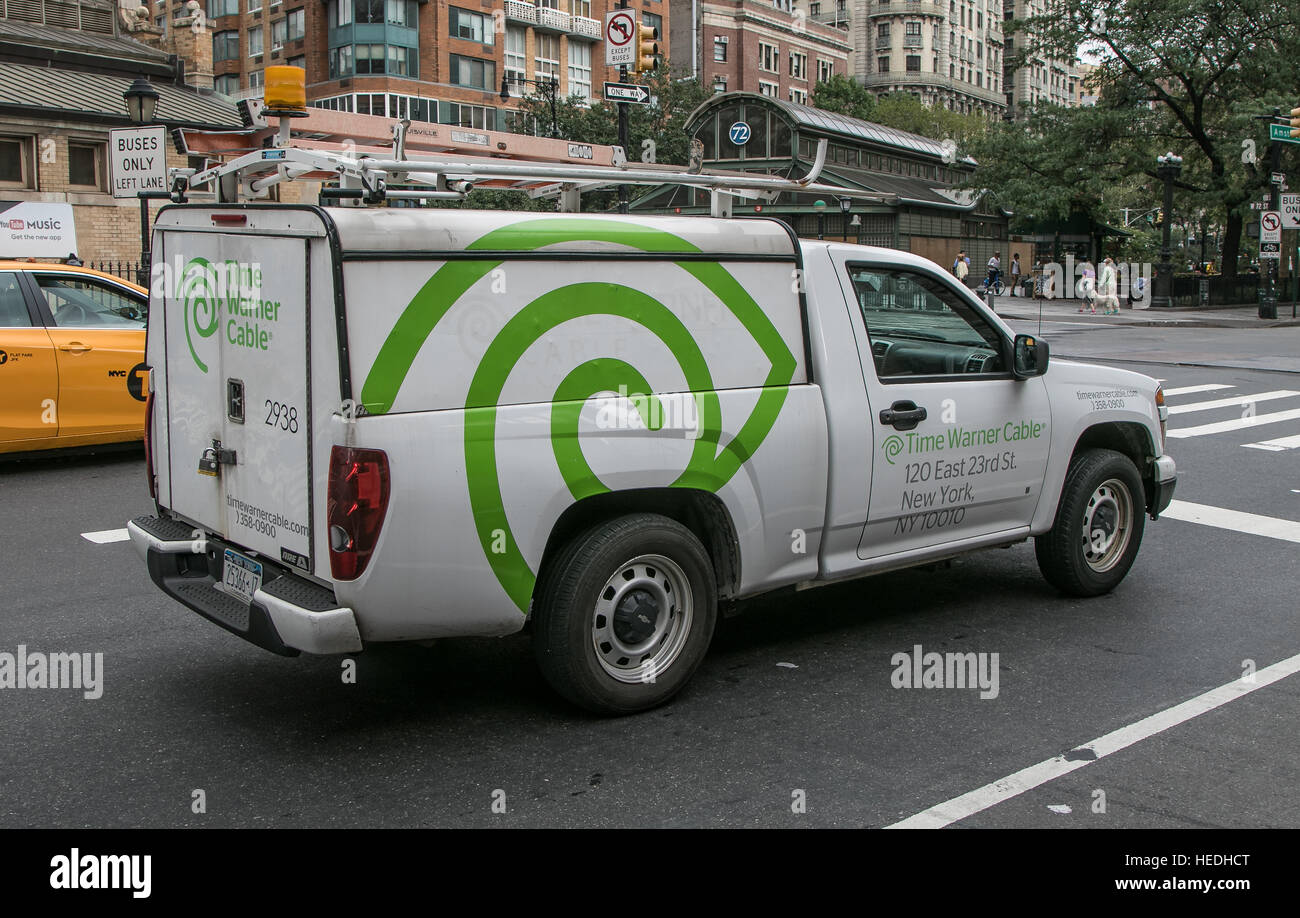 A Time Warner car in the streets of Manhattan. Stock Photo