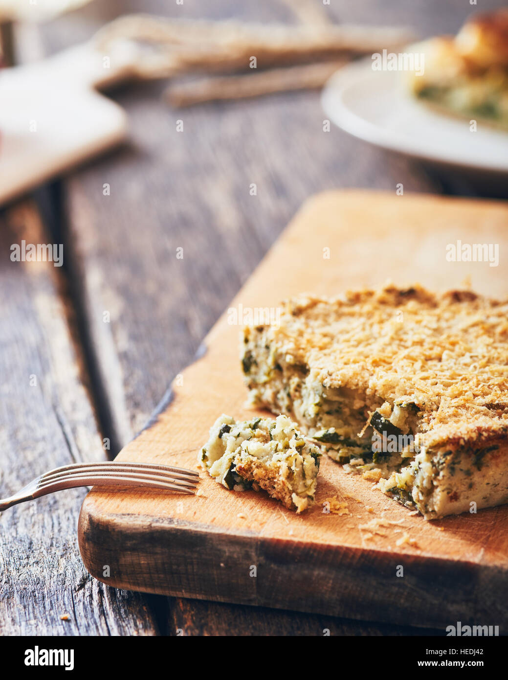 Potato pie and spinach - Gateau Stock Photo - Alamy