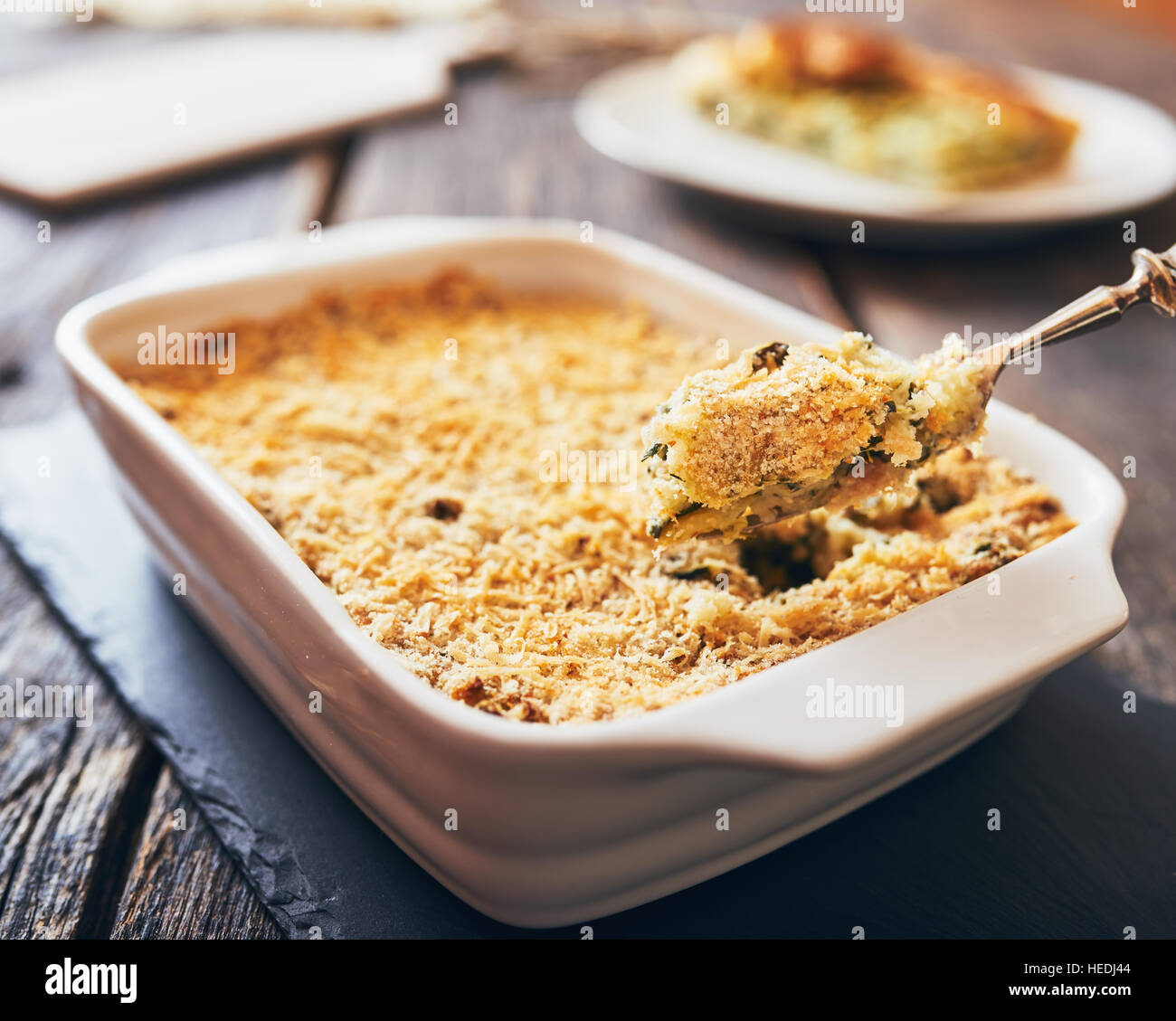 Potato pie and spinach - Gateau Stock Photo - Alamy