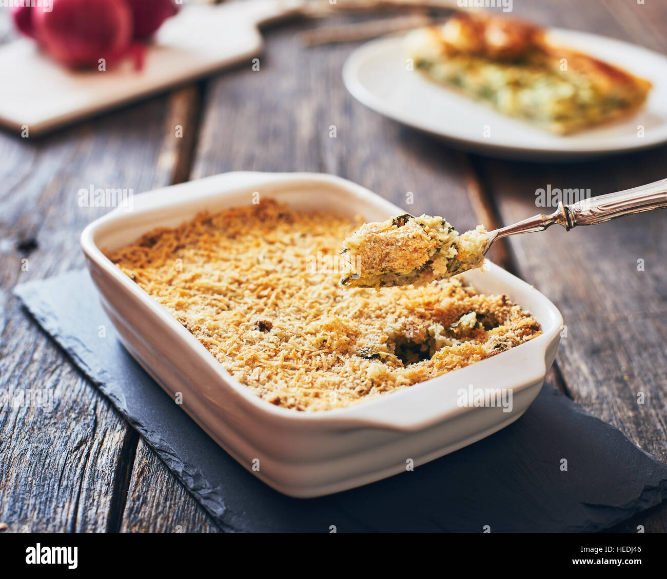 Potato pie and spinach - Gateau Stock Photo - Alamy