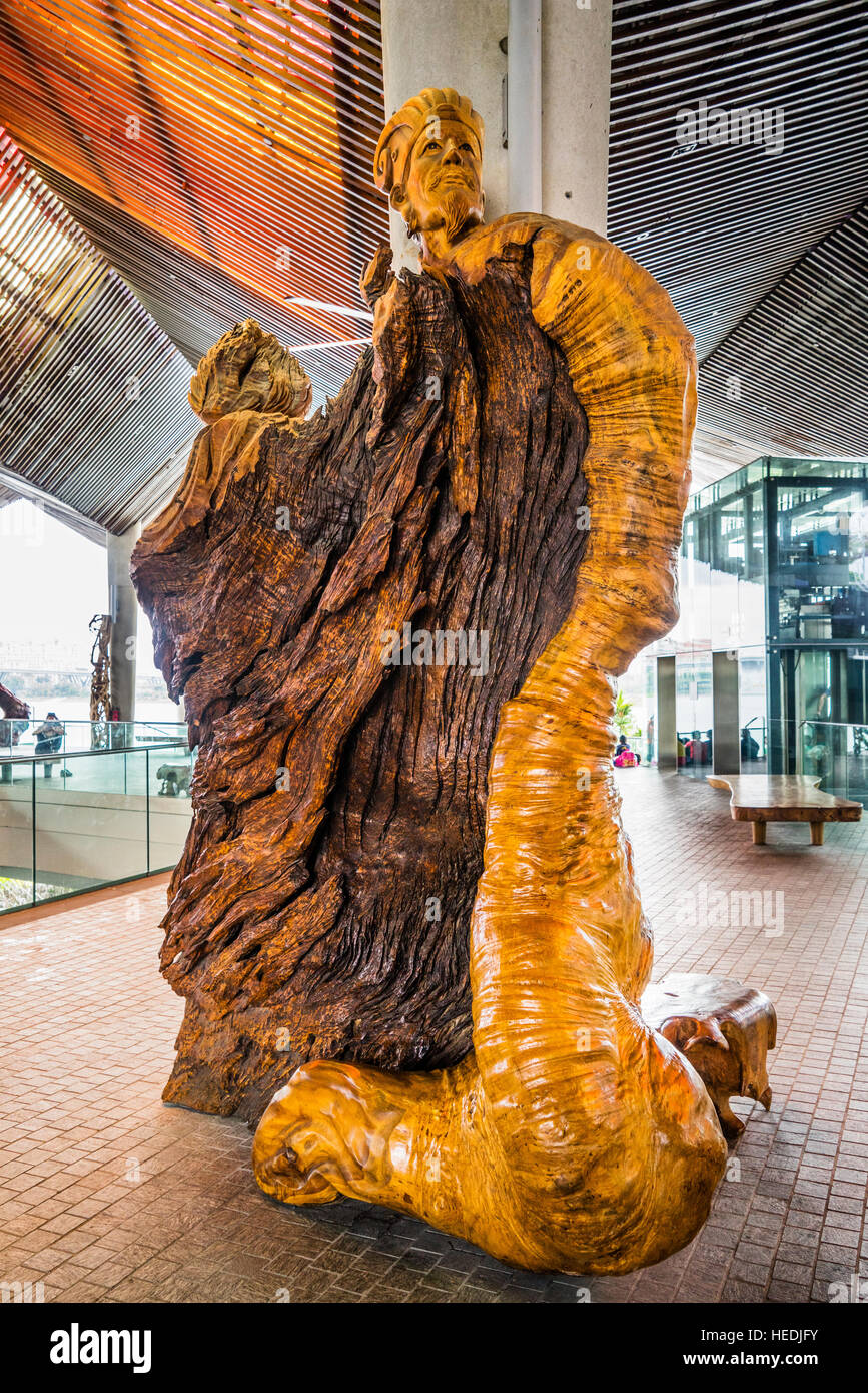 Singapore, Gardens by the Bay, sculptured tree trunk at the canopy of the Flower Dome Stock Photo