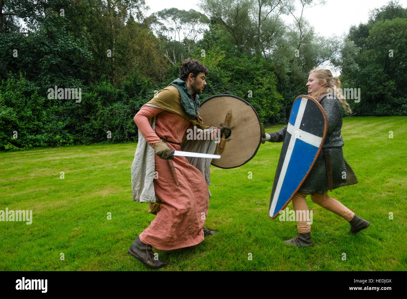 Aberystwyth University student society  - Historica Normannis (a 12th century reenactment group, focusing primarily on the events between the reign of Henry I and King John.) Stock Photo