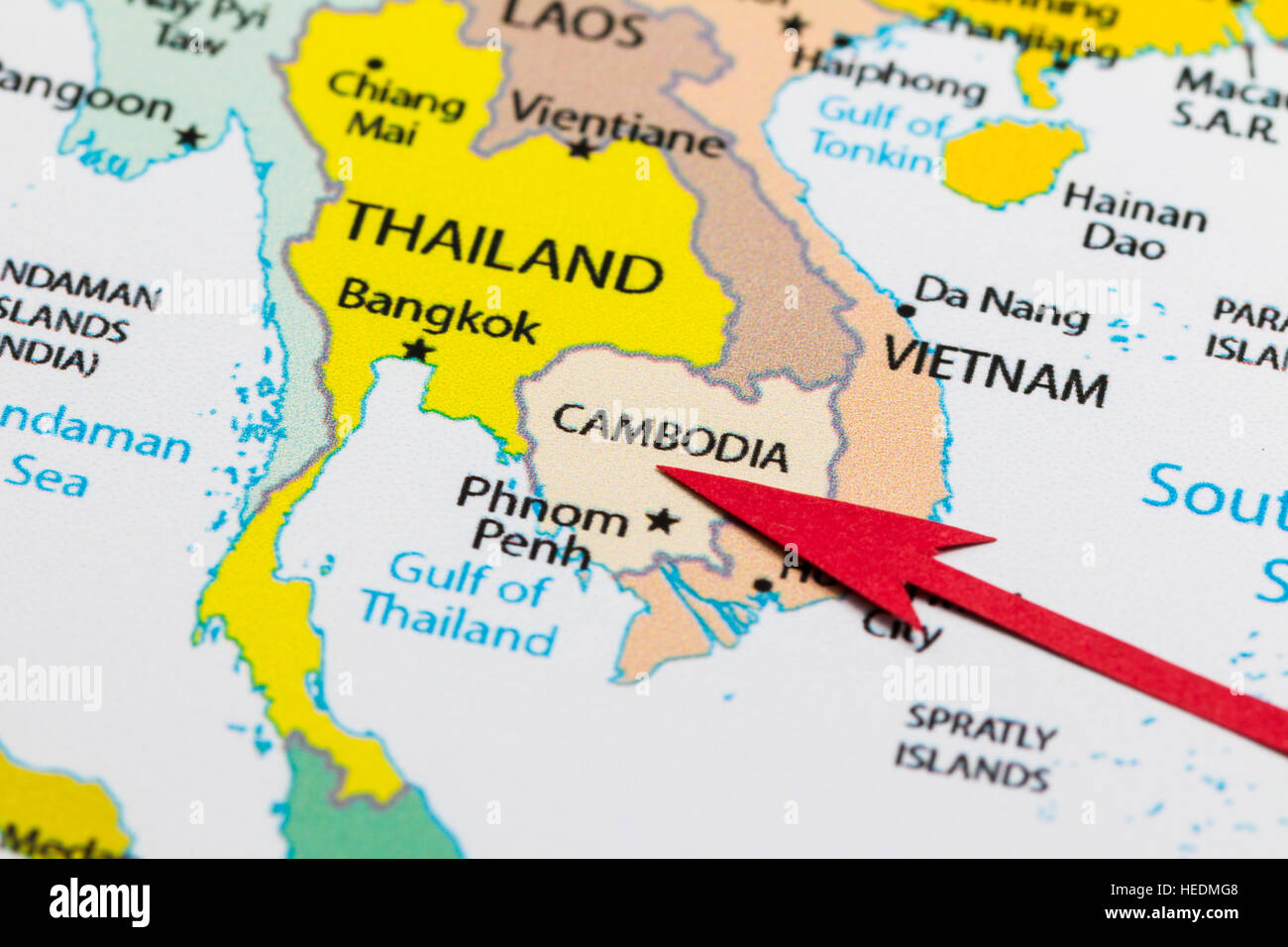 cambodia on map of asia Red Arrow Pointing Cambodia On The Map Of Asia Continent Stock cambodia on map of asia