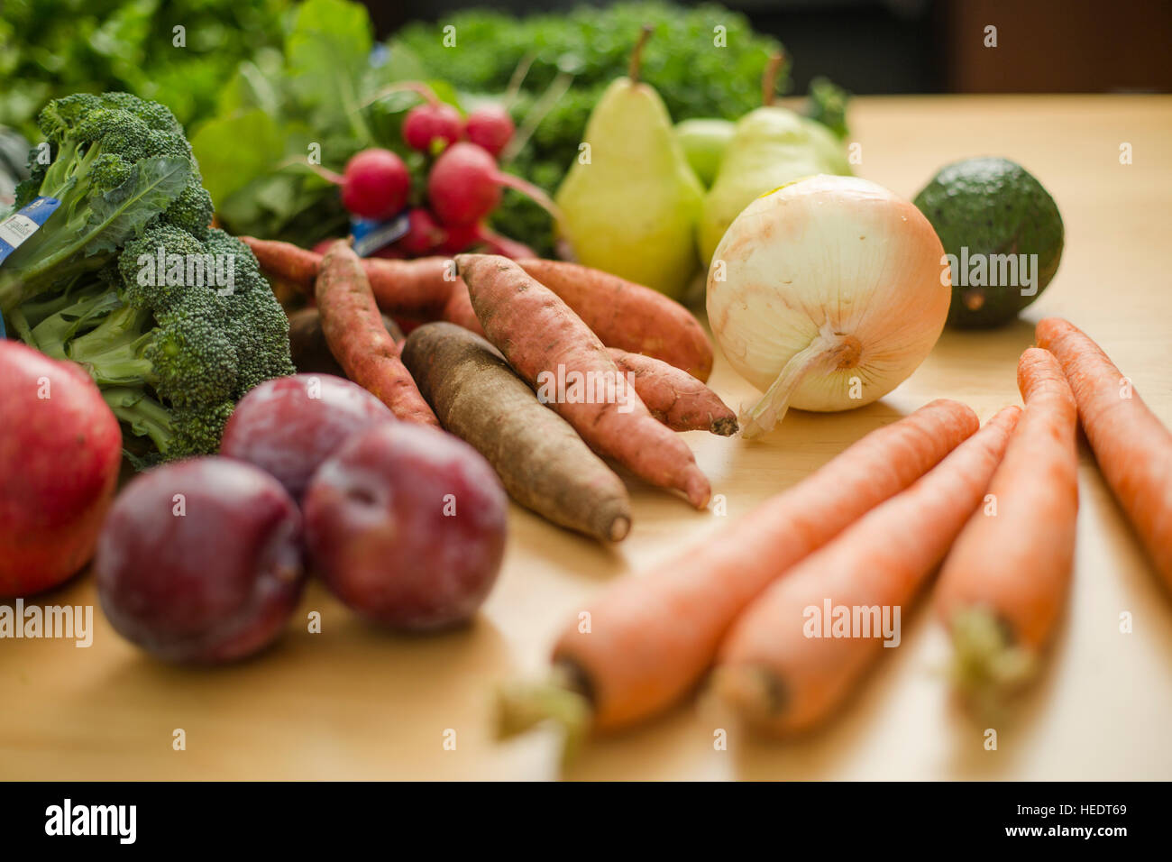 a variety of organic produce Stock Photo