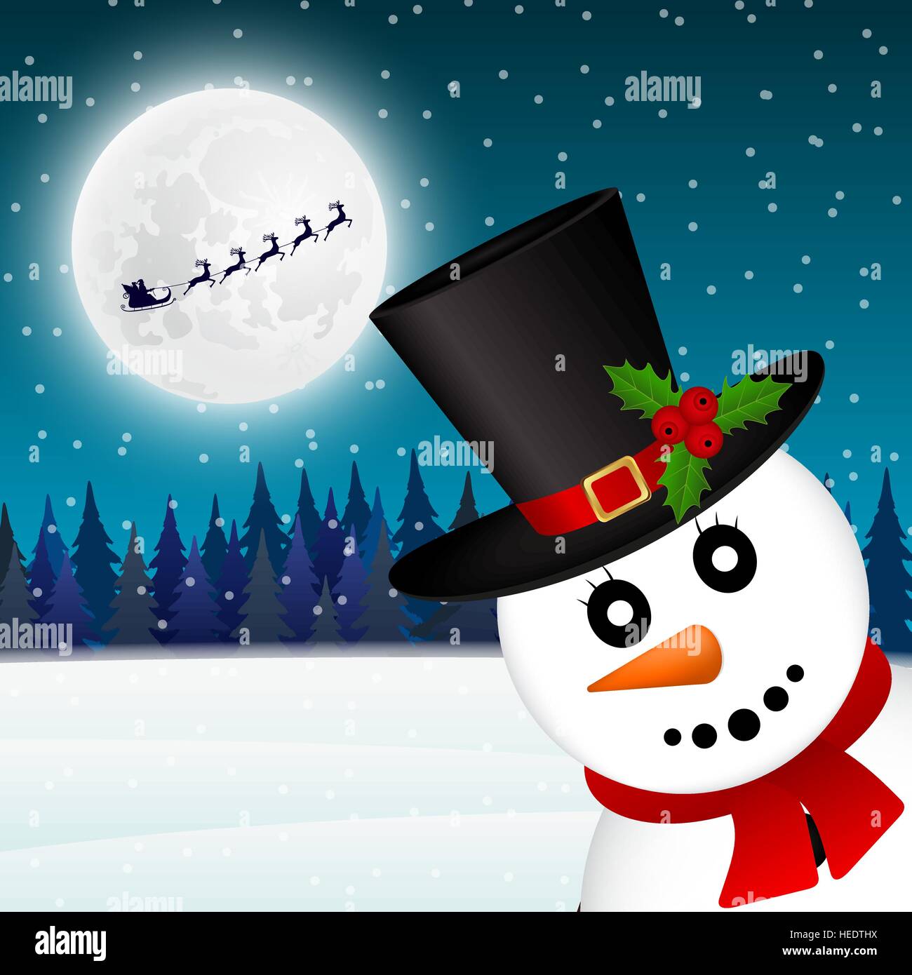 Snowman in the forest vector illustration holiday Stock Vector Image ...
