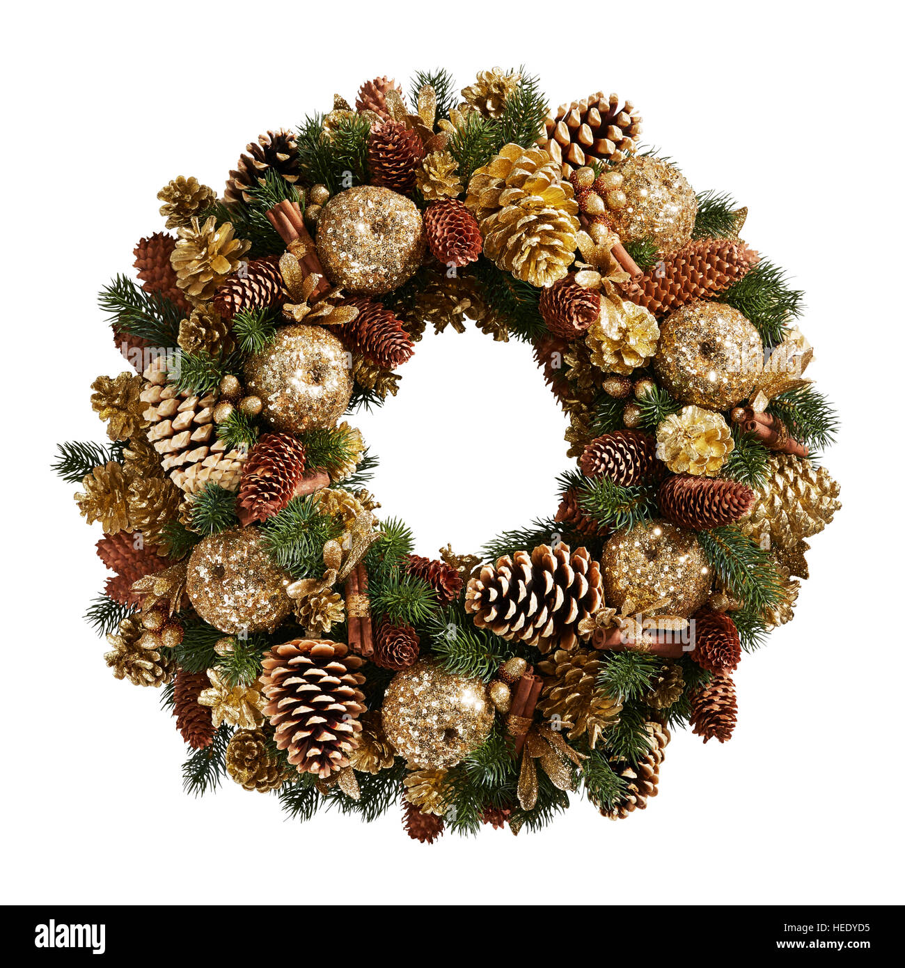 Christmas wreath decoration cut out festive door stylish traditional circular round traditional festive Stock Photo